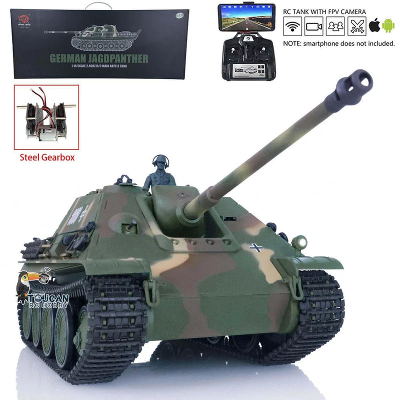 7.0 Henglong 1/16 Jadpanther RTR RC Tank Plastic Tracks Wheels Steel Gearbox FPV