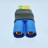 RC battery anti-spark adapter with two blue dual-pin female sockets