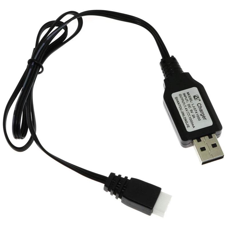 Black USB LiPo balance charger cable with USB plug and white balance connector