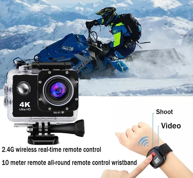 Ultra HD 4K Action Camera 20MP WiFi Waterproof 30M Sports Cam 16GB Remote