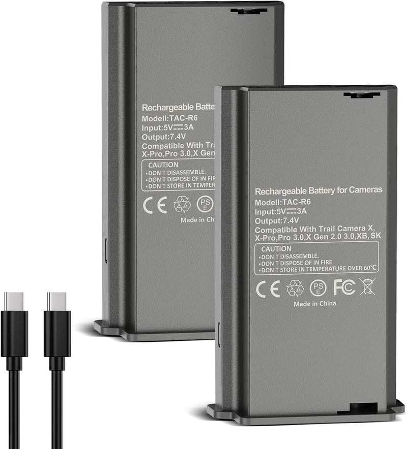 2-Pack TACTACAM Lipo Lithium Battery Pack,Rechargeable Trail&Game Camera Battery Battery