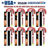 Airsoft LiPo 11.1V 1800mAh 3S battery pack with red Deans T-plug to Mini Tamiya lead