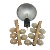 Vintage box camera flash unit with multiple photoflash bulbs and metal reflector