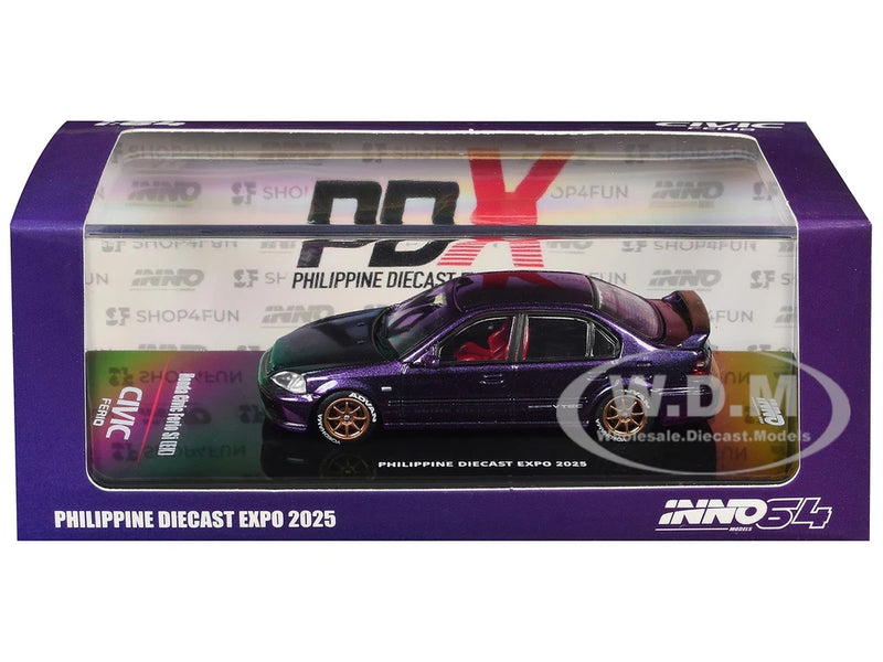 HONDA CIVIC FERIO SI EK RHD MIDNIGHT PURPLE 1/64 INNO MODELS IN64-EKS-MP-PDX25