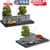 1/64 Diorama Diecast Car Garage Model LED Light Street Building View Display Toy