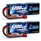 2 Pack 7.4V 5200mAh Hard Case Lipo Battery with T Connector Battery