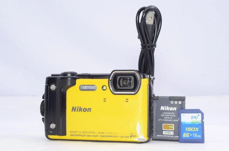 Nikon COOLPIX W300 Digital Camera 16MP Yellow Tested Working Import From Japan