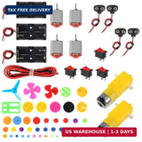 DC Motor Kit with Gears, Battery Holder, and Switch for DIY Projects Propeller