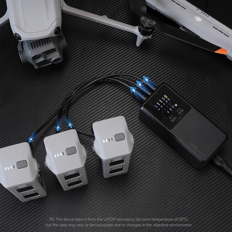 3-battery fast charging hub with three battery charge docks and LED indicators