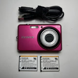 Fujifilm FinePix J27 10.2MP Pink Digital Camera Tested + Charger, 2x Batteries