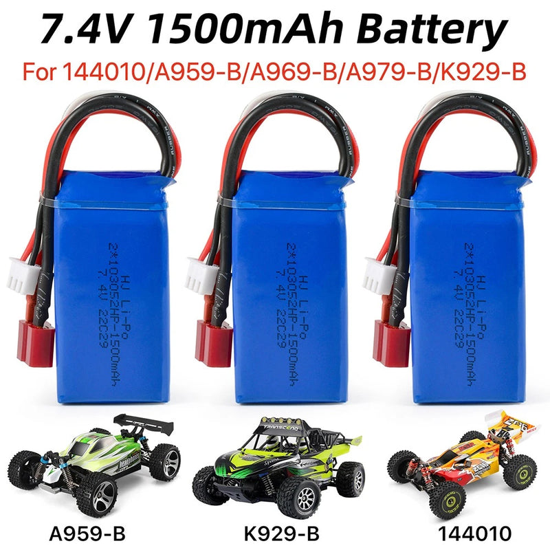 WLtoys 144010 7.4V 1500mAh Lipo Battery for WLtoys A959-B/A969-B A929-B 144001