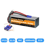 1Pcs Youme 22.2V 6S 6200mAh LiPo Battery EC5 For RC Helicopter Quad Car Truck