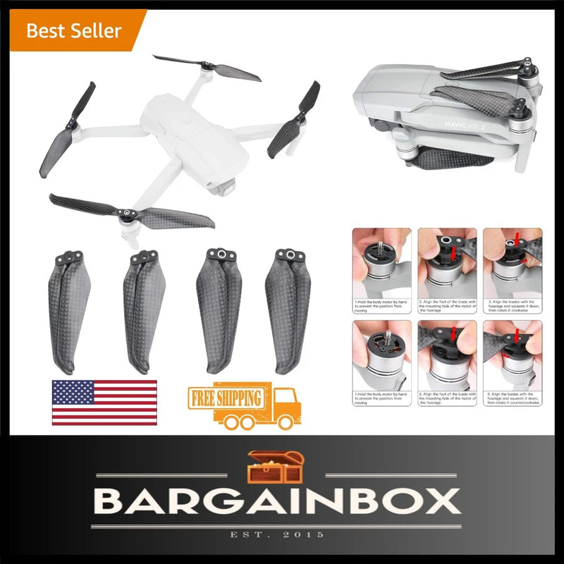 Carbon fiber quadcopter propeller blades set, foldable low-noise gray, 7238