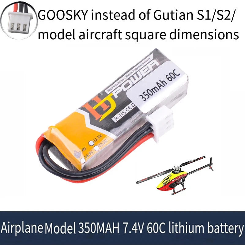 7.4V 350mAh 60C Lipo Battery for GOOSKY Aerobatic 3D Helicopter Valley Sky S1/S2 Battery