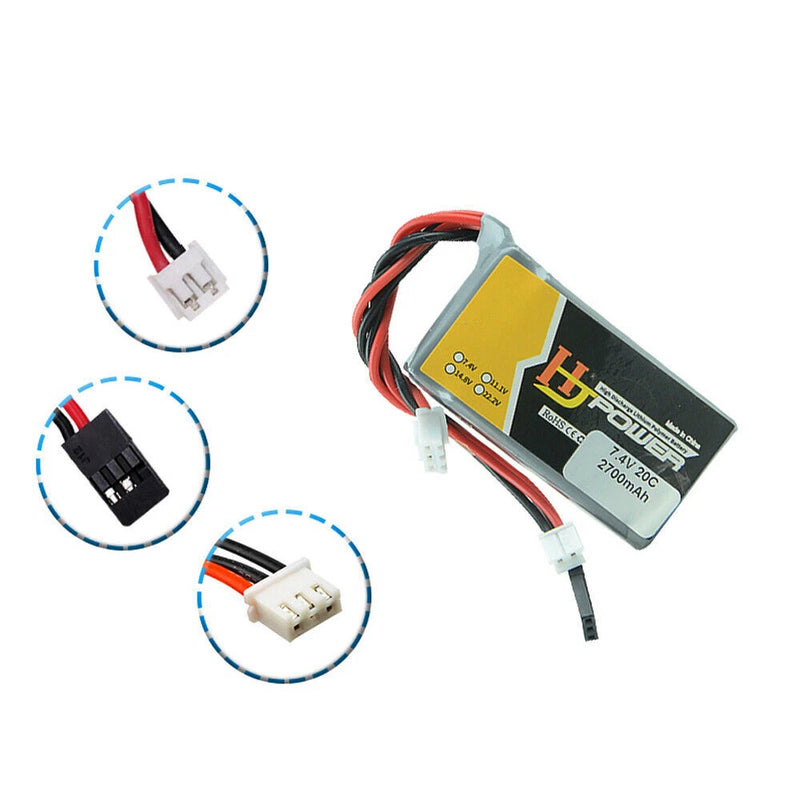 1pcs Lipo Battery 7.4V 2700mah 20C with Futaba JR Plug for LRP VTEC Oil RC Truck