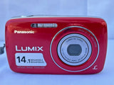 Panasonic LUMIX DMC-S3 14.1MP MEGAPIXEL Digital Camera (Red) - TESTED