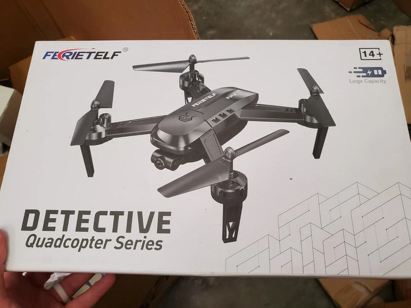 Quadcopter drone box with illustrated quadcopter and 'Detective' series text
