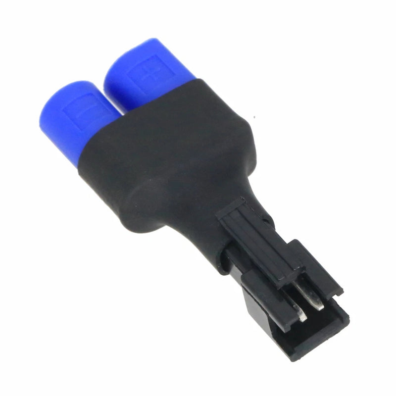 RC battery adapter, black body with blue two-pin male connector (no wires)