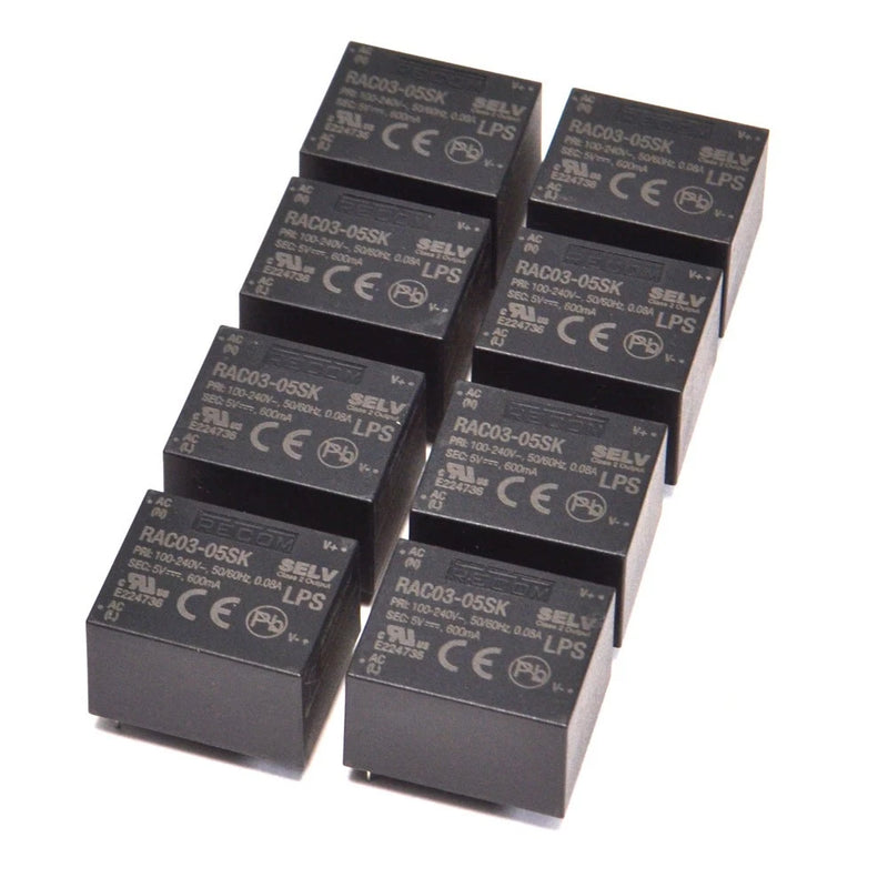 (Lot of 8) Recom RAC03-05SK AC/DC Converter 3 Watt 85-264VAC to 5VDC 600mA