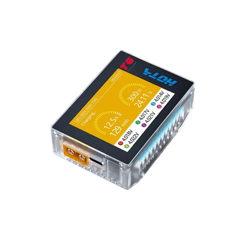 HOTA T6 Smart Charger 300W DC/PD Dual Input XT60 Type-C 2.4" IPS Battery