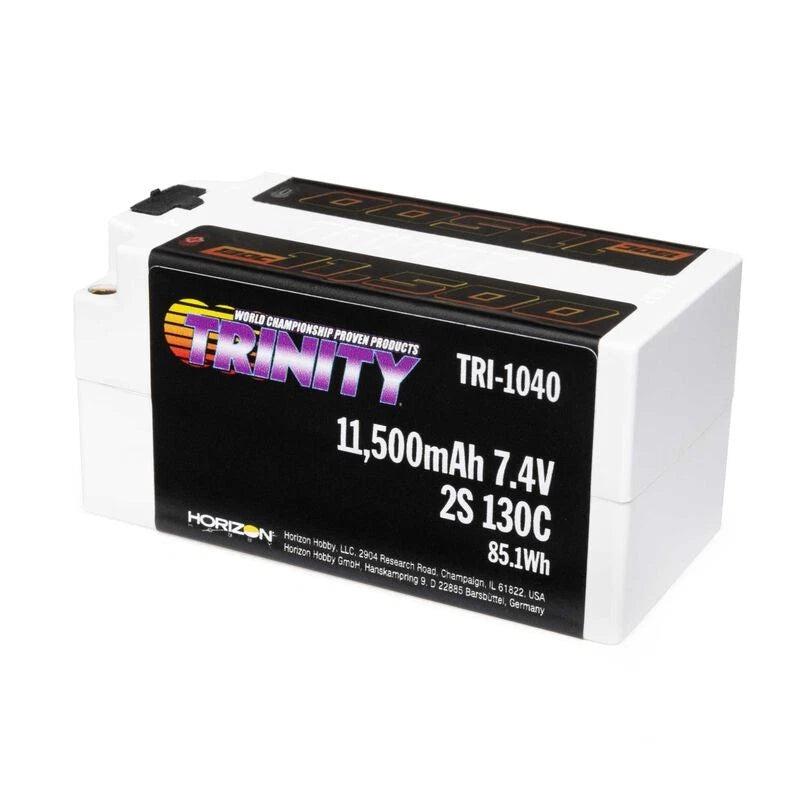 Trinity White Carbon Fat Shorty 11,500mah 2s 130c Lipo Battery TRI-1040