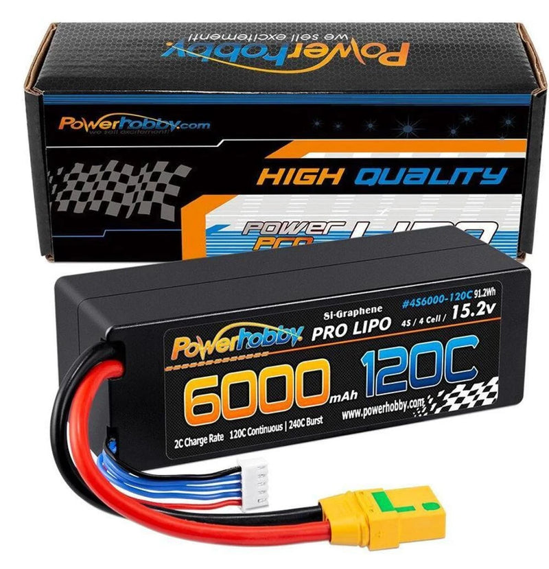 4S 6000mAh 120C XT90 Hard Case Graphene HV Lipo Pack Powerhobby PHB4S6000120XT90 Battery
