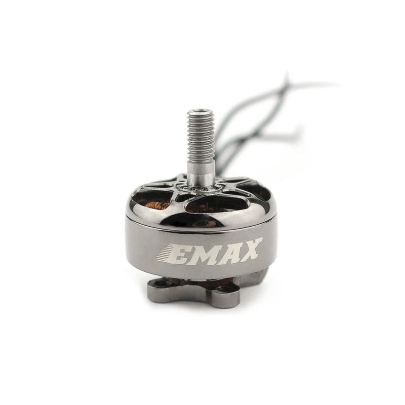 EMAX brushless FPV motor with mounting shaft and exposed wiring