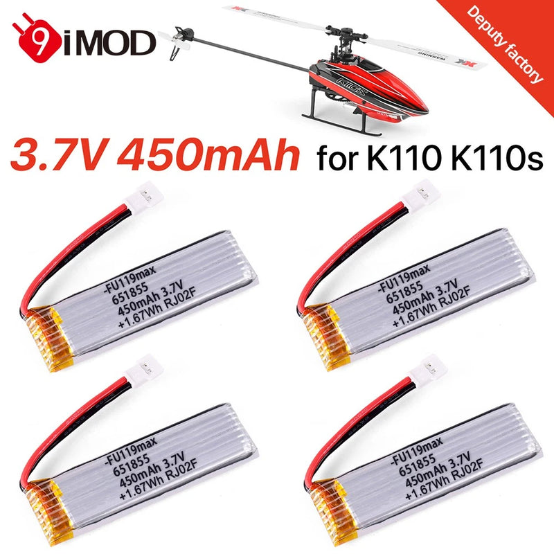 Wltoys K110 K110s Battery 3.7V 450mAh 1S Helicopter RC Battery For XK V977 V930