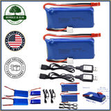 Rechargeable 7.4V 1200mAh LiPo battery pack set with red balance connectors