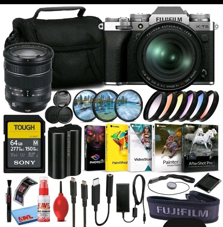 Fujifilm X-T5 Mirrorless Camera with XF 16-80mm f/4.0 R OIS WR Lens, Silver