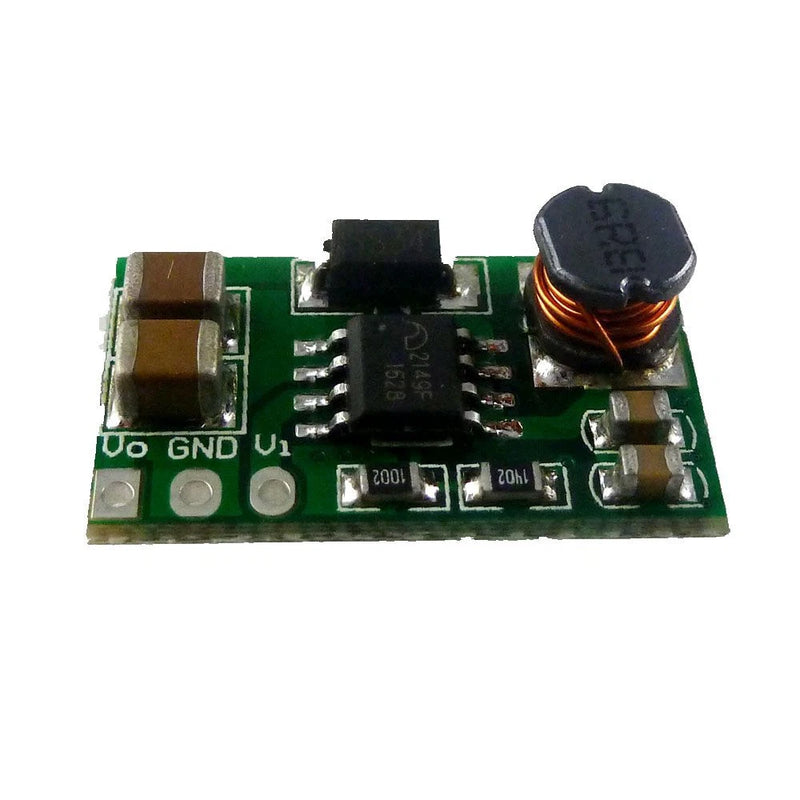 DC-DC step-up converter module PCB with inductor, ICs, and V0/GND markings