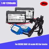 2Pcs 7.4V 1200mAh Li-ion Batteries Replacement for RC Car Huina 1575 1:14 Scale