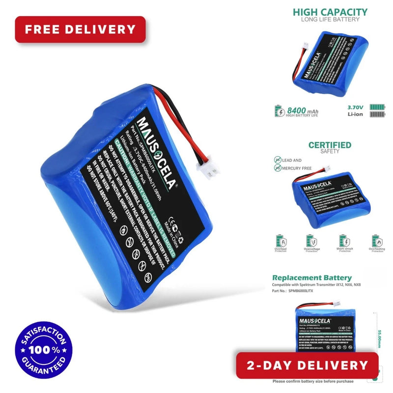 Blue rechargeable Li-ion battery pack with label and red/black wire connector