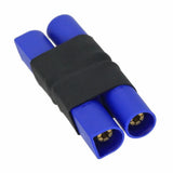 EC5 male-to-male no-wire adapter with two blue male plugs and black connector cover