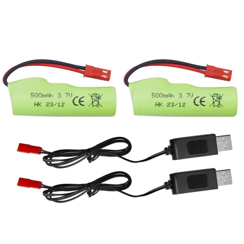 Green 3.7V 500mAh Li-ion batteries with two USB charging cables