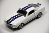 New Kinsmart 5" 1967 Shelby GT-500 Ford Mustang Diecast Model Toy Car 1:38 White