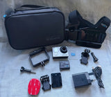 GoPro HERO4 action camera kit with touch LCD, mounts, battery, and carrying case
