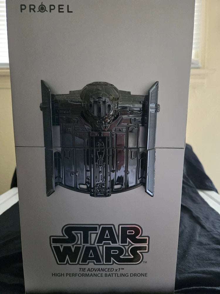 Star Wars TIE Fighter drone collector box, Darth Vader helmet and craft graphic