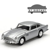 Silver die-cast Aston Martin DB5 model car with opening doors and detailed wheels