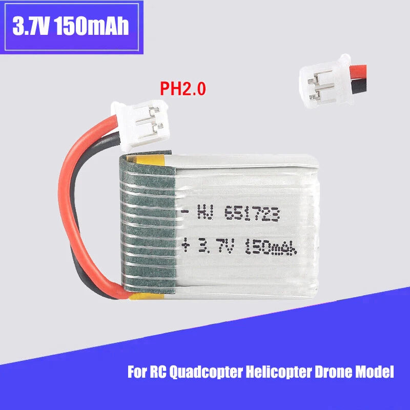 3.7V 150mAh High Rate 651723 LiPo PH2.0 Plug Rechargeable Battery for RC Boat