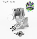 Silver two-stroke gas engine with finned cylinder and crankcase, RC motor