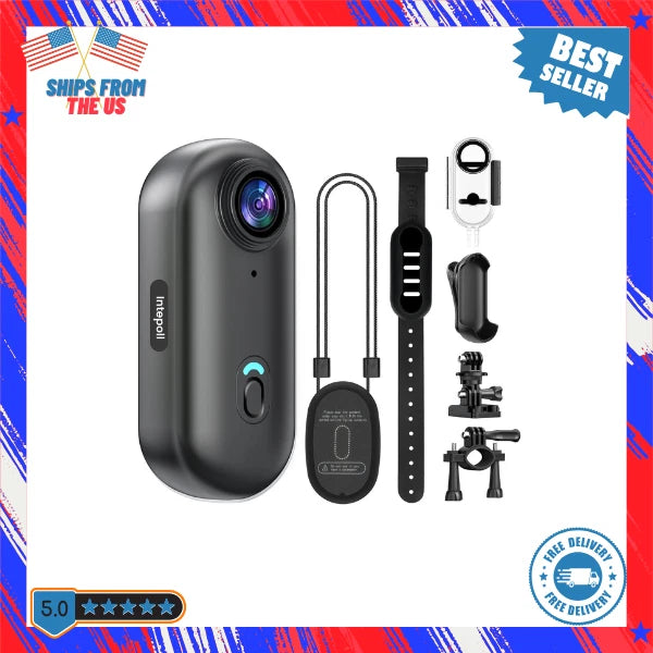 4K Mini Action Camera 128GB Thumb POV Body Cam IPX7 Waterproof DV for Bike Vlog