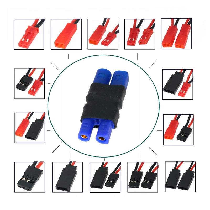 EC2 Male Female RC Battery Power Adapter JST JR Futaba in-line Connector LED FPV