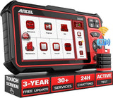 ANCEL DS300 wireless OBD2 scanner with color touchscreen and BT connectivity buttons