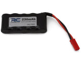 Black 5-cell 6.0V NiMH battery pack with 230mAh label and red/black connector lead