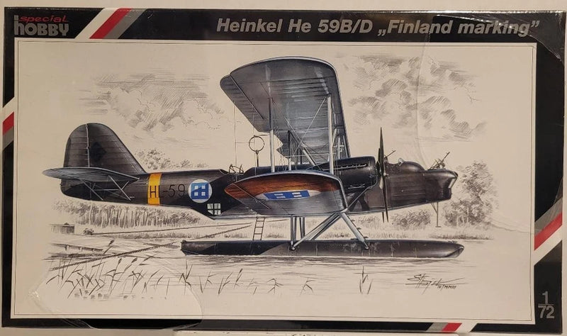 Rare Special Hobby He 59B/D 1/72 aircraft model kit with Finland marking box art