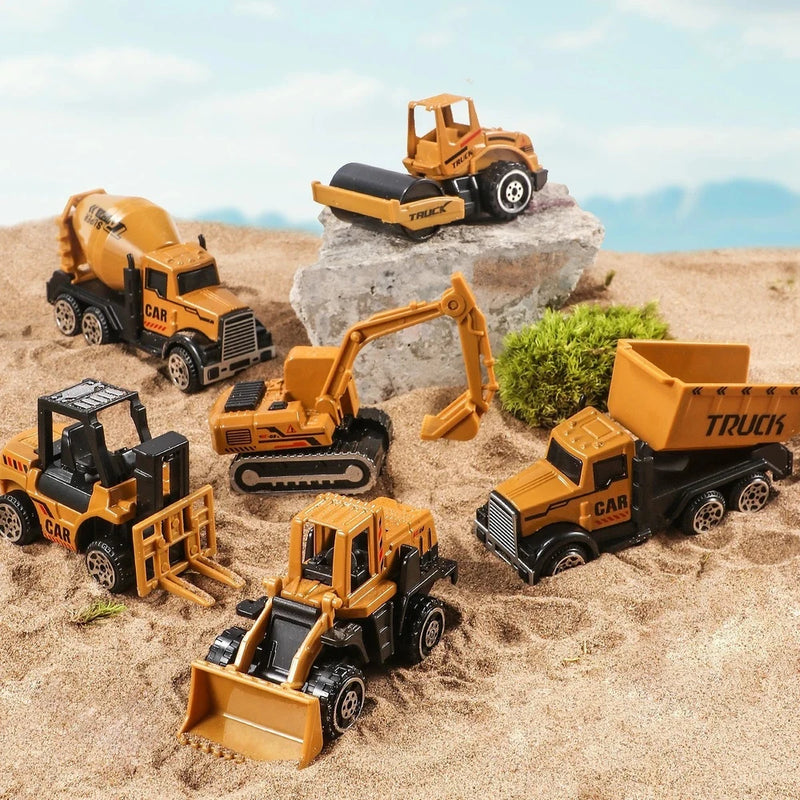6pcs Alloy Engineering Construction Vehicle Toys Excavator Digger Model Kid Gift