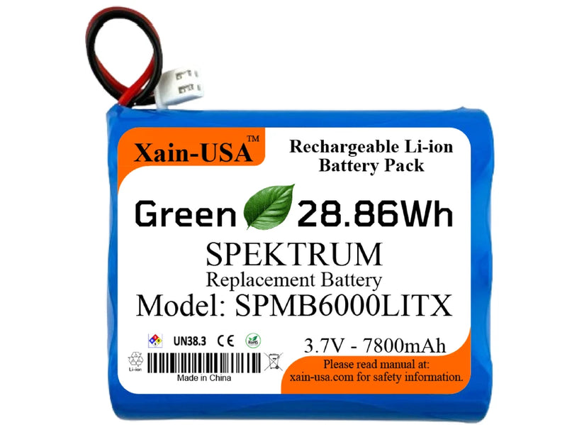 Spektrum 3.7V 1S 7800mAh RC Remote Control Transmitter Battery iX12 SPMB6000LITX Battery