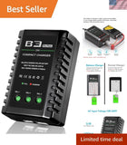 Compact LiPo balance charger with LED indicators and charging ports for 2-3S batteries