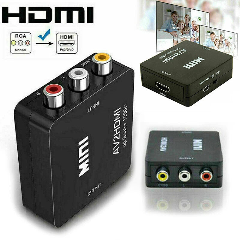 For PS2 PS3 SKY HDTV 1080P Mini RCA Composite CVBS AV to HDMI Converter Adapter